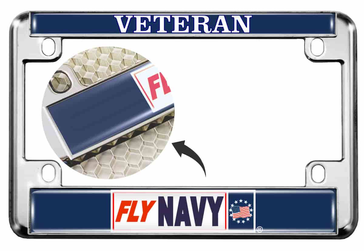 Fly Navy Veteran - Motorcycle Metal License Plate Frame